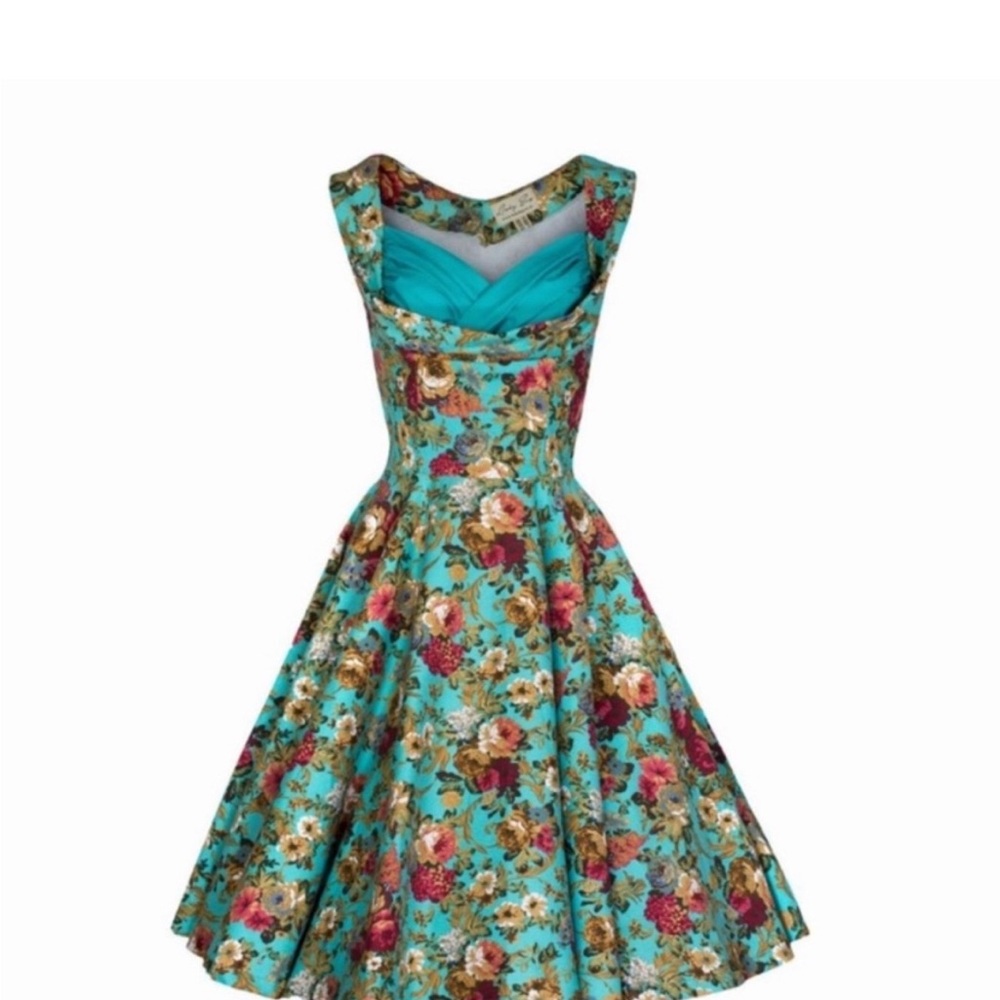 Lindy Bop Ophelia swing dress size 12 in turquoise floral